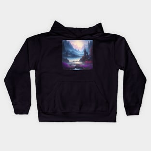 Dreamcore Design - Tower Rocks in a Misty Valley Kids Hoodie